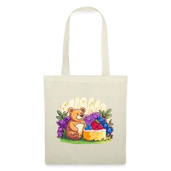 Ours câlin sur gâteau aux fruits - Sac en tissu - nature - Devant
