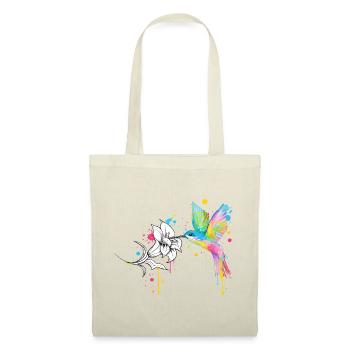 Colibri coloré avec fleur – style graffiti - Sac en tissu - rouge - Devant