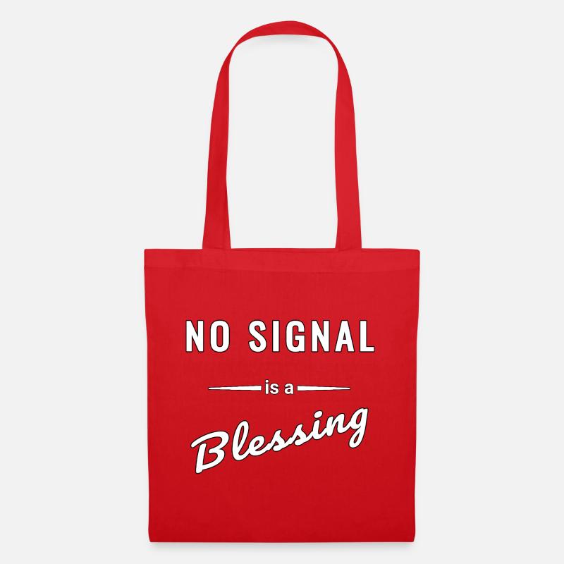 No Signal is a Blessing – Spruch - Stoffbeutel - Rot