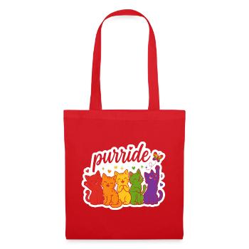 Purride Regenbogen Katzen Parade - Stoffbeutel - Rot - Vorne
