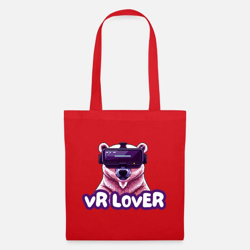 VR Bear with Virtual Reality Glasses - Tote Bag - red