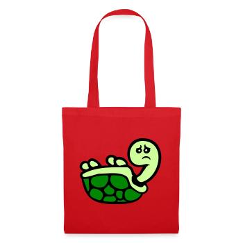 Tortue renversée sur le dos, triste - Sac en tissu - rouge - Devant