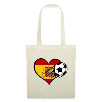 Spanien Flagge Fußball mit Herz - Stoffbeutel - Rot - Vorne