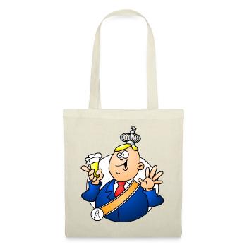 Cartoon Monarch mit Bier und Krone - Stoffbeutel - Rot - Vorne