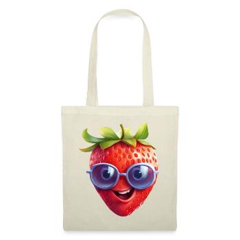 Fraise fraîche avec lunettes de soleil - Drôle de design - Sac en tissu - rouge - Devant