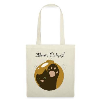 Meowy Catmas gold ball, black cat - Tote Bag - red - Front
