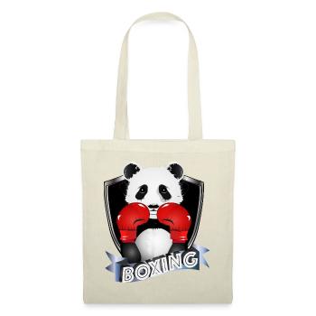 Boxender Panda – Lustiges Tiermotiv - Stoffbeutel - Rot - Vorne