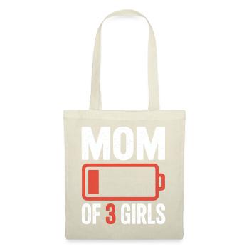 Mom of 3 Girls Battery Tee - Tote Bag - red - Front