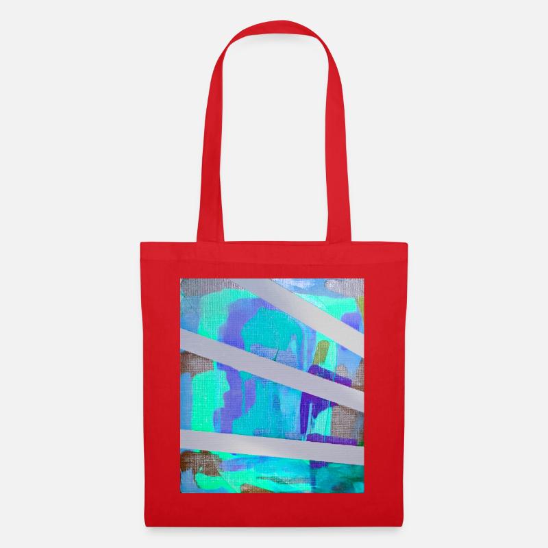 Collage à rayures abstraites néon - Sac en tissu - rouge