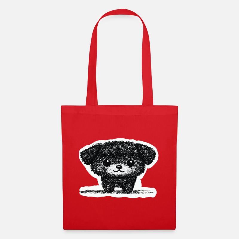 Tiny Puppy (Grey) - Tote Bag - red
