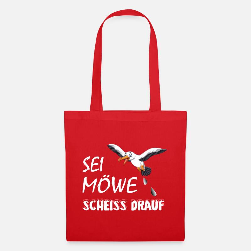Sei Möwe, scheiss drauf, plattdeutsch Geschenk - Stoffbeutel - Rot