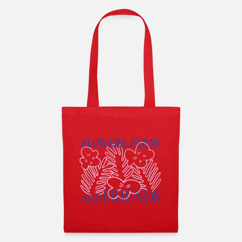 Blumen & Farne Vibes - Stoffbeutel - Rot