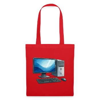 Illustration de station de travail pour PC rétro - Sac en tissu - rouge - Devant