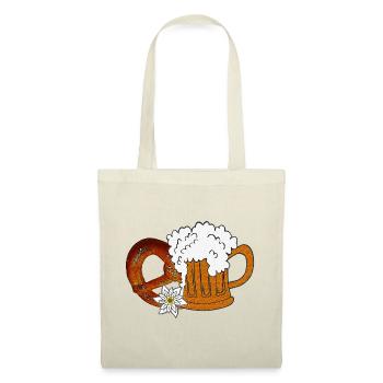 Bierglas, Volksfeste, Brezel mit Bierhumpen - Stoffbeutel - Rot - Vorne