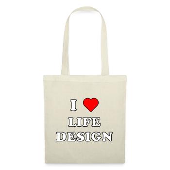 I LOVE LIFE DESIGN (weiß/schwarze Umrandung) - Stoffbeutel - Rot - Vorne