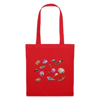 Coquillages colorés motif marin - Sac en tissu - rouge - Devant