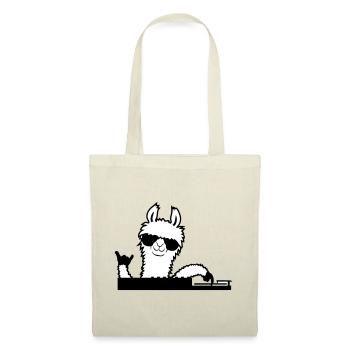 Lama DJ Cool Party Musik Auflegen Sonnenbrille süß - Stoffbeutel - Rot - Vorne