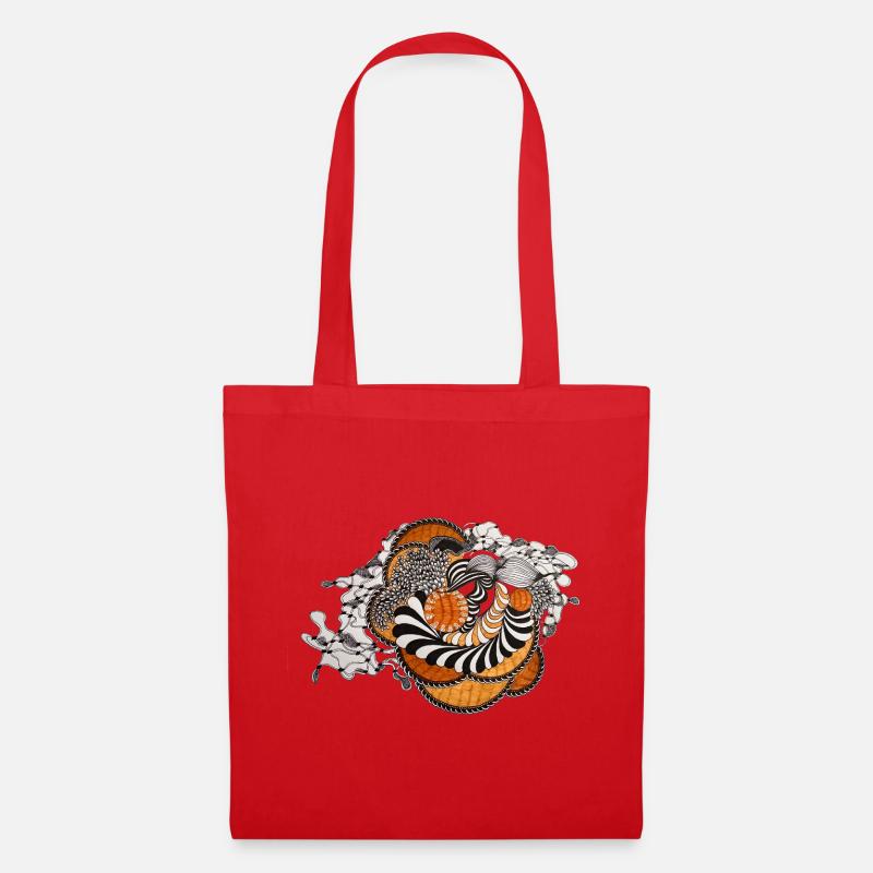 Orange Spiral Black and White Pattern - Tote Bag - red