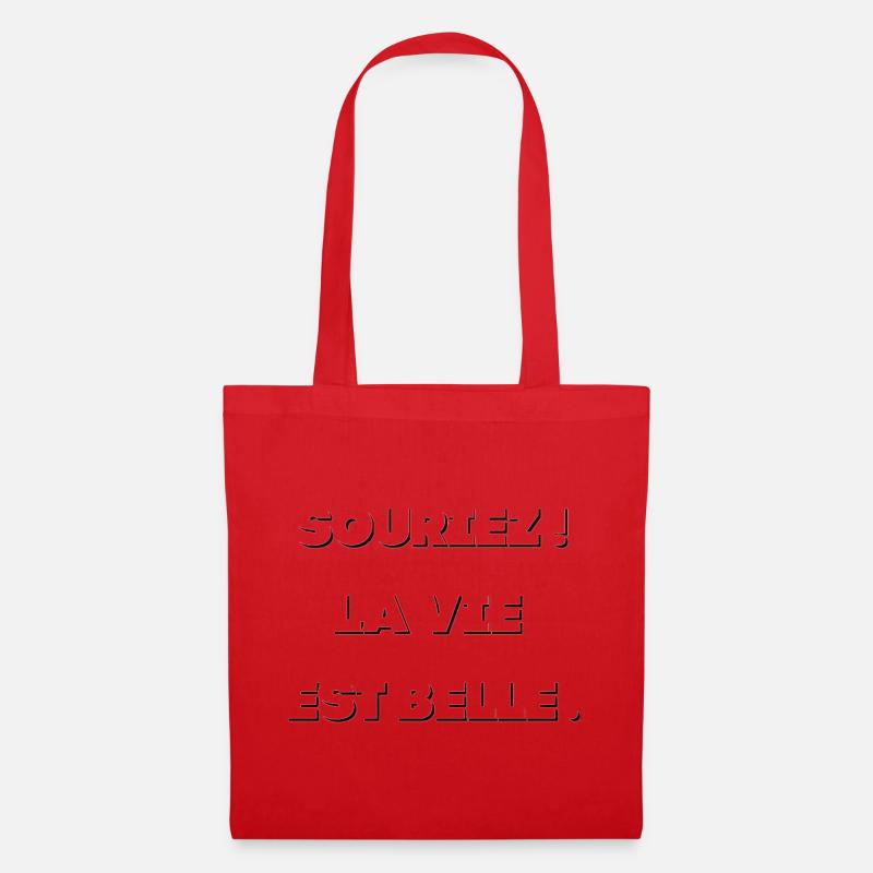 Neon Outline Typog Black - Tote Bag - red