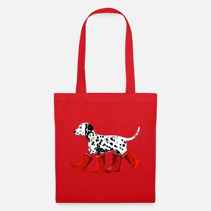 Dalmatian with red boots - Tote Bag - red
