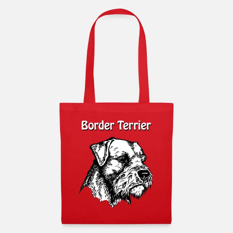 Border Terrier Portrait #2 - Stoffbeutel - Rot