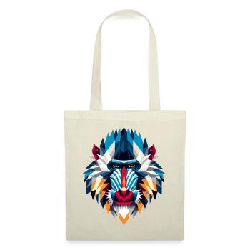 Bunter,geometrischer Mandrill Affe-Polygonen Motiv - Stoffbeutel - Rot - Vorne