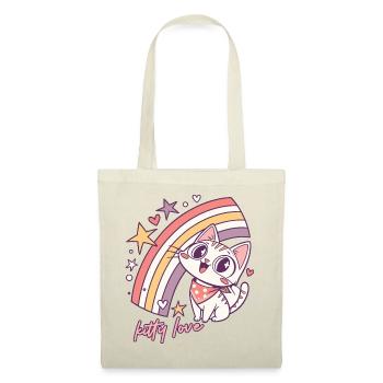 Kitty Love Regenbogenkatze Illustration - Stoffbeutel - Rot - Vorne