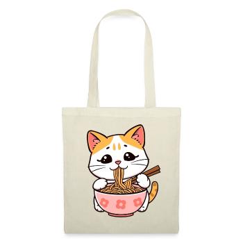 Le chat mange des nouilles ramen - Sac en tissu - rouge - Devant