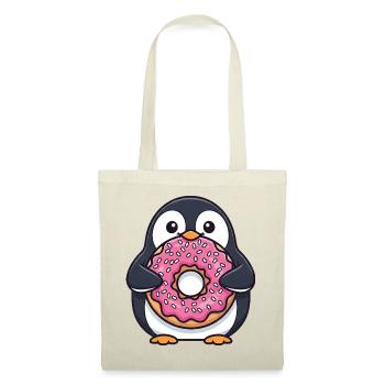 Süßer Pinguin Donut Nachtisch Cartoon Zucker - Stoffbeutel - Rot - Vorne