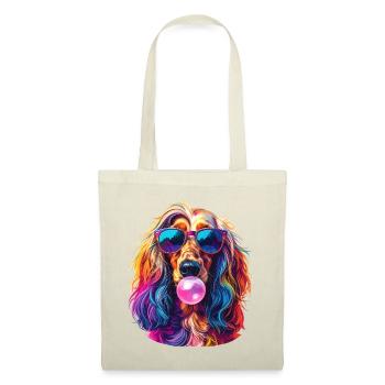 Pop-Art Afghanischer Windhund mit Bubblegum - Stoffbeutel - Rot - Vorne