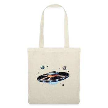 UFO from vinyl record in space - Tote Bag - red - Front