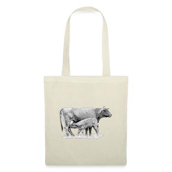 Kuh mit Kalb Bauernhof Landwirt Geschenk - Stoffbeutel -  - Vorne