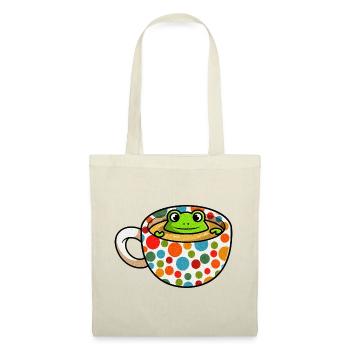 Fleckiges Froschtassen-T-Shirt – Gepunktete süße Kaffeetasse - Stoffbeutel - Rot - Vorne