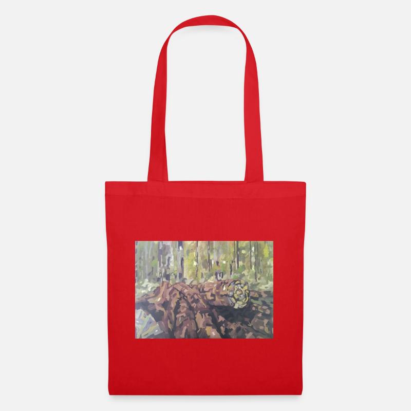 Logs in the forest – an impressionistic landscape - Tote Bag - red