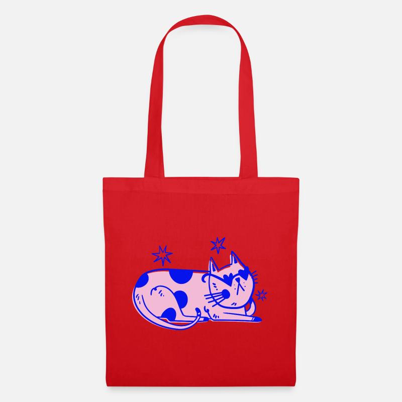Stylische Katze – Relaxed Retro Vibes - Stoffbeutel - Rot