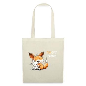 Renard avec Lapin Amitié Dicton - Sac en tissu - rouge - Devant