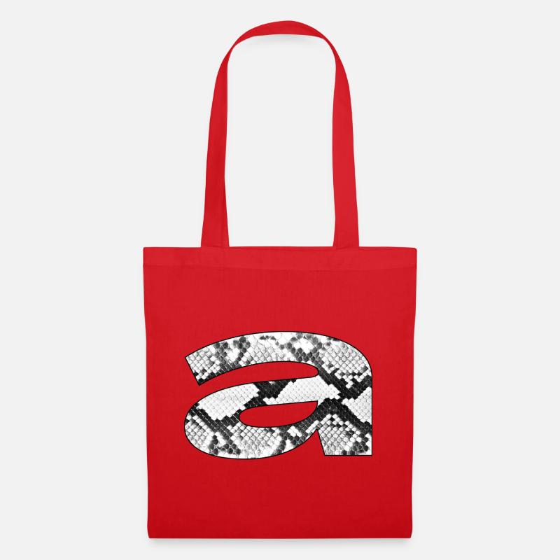 Snake pattern letter a in black and white - Tote Bag - red