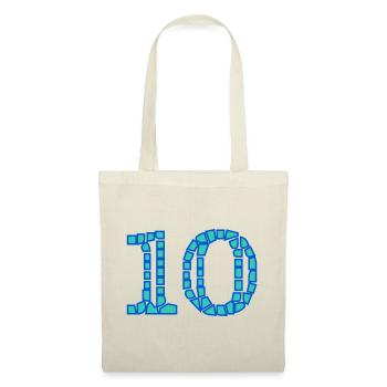 10. 10 ANS. 10e ANNIVERSAIRE. ANNIVERSAIRE 10 ANS. - Sac en tissu - rouge - Devant