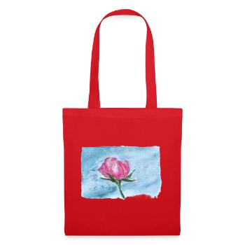 Watercolor Rose on Sky Blue - Tote Bag - red - Front