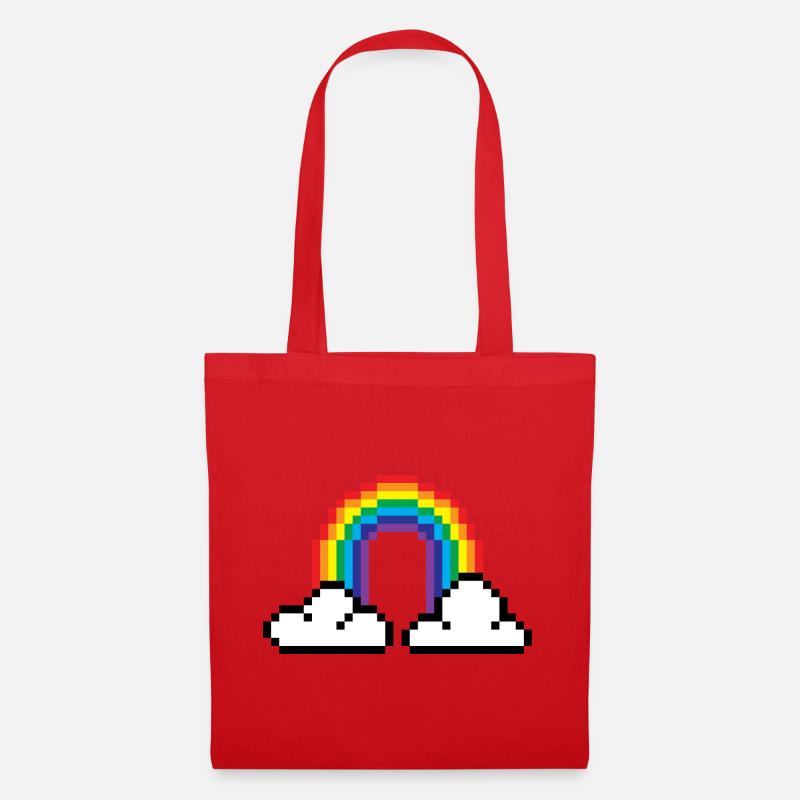 Pixel Regenbogen - Stoffbeutel - Rot