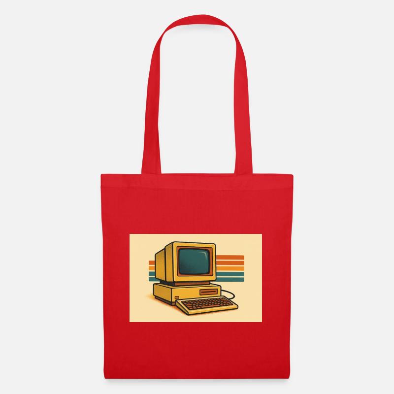 Retro Computer 80er - Stoffbeutel - Rot