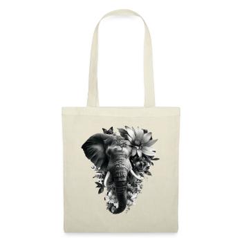 Einfarbiger floraler Elefant - Stoffbeutel - Rot - Vorne