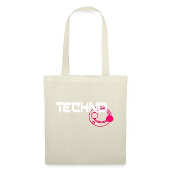 Techno Music Musik Patch Design - Stoffbeutel - Rot - Vorne