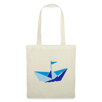 small paper boat in the water with flag - Tote Bag - red - Front