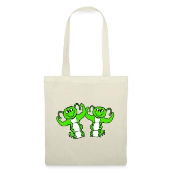 2 caterpillars bodybuilder team muscle building friends cute - Tote Bag - red - Front