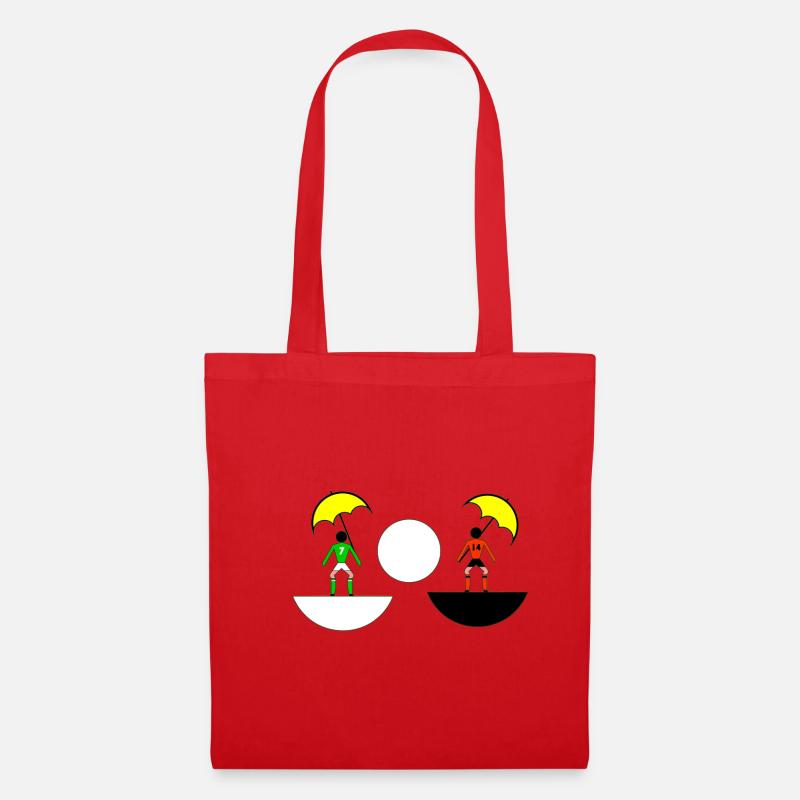 Neon Umbrella Duel in Split Halves - Tote Bag - red