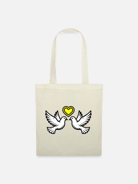 Wedding Dove Couple Couple Heart - Tote Bag - red