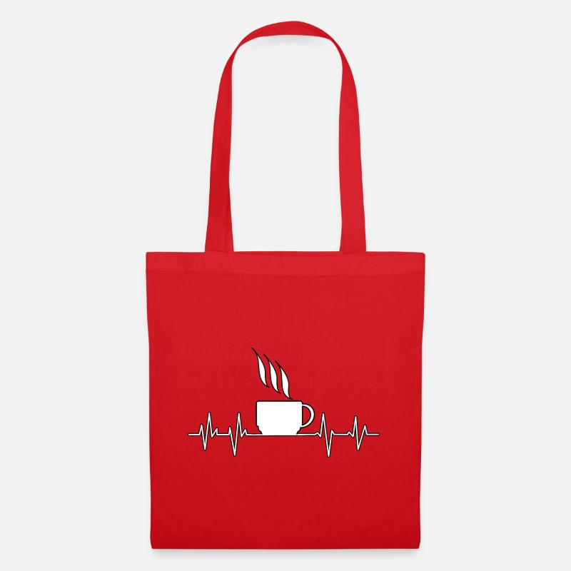 Herzschlag Kaffee - Stoffbeutel - Rot