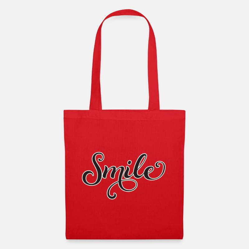 Lächelnder Script-Schriftzug Smile - Stoffbeutel - Rot