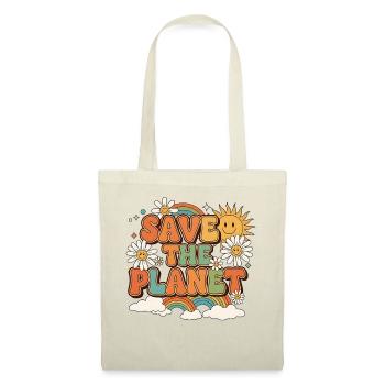 Save the Planet Retro Style Design - Stoffbeutel - Rot - Vorne